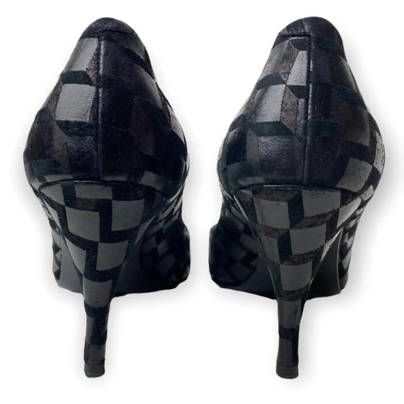 Pierre Hardy  Black Suede & Silver Metallic Peep Toe Heels - Picture 3 of 11